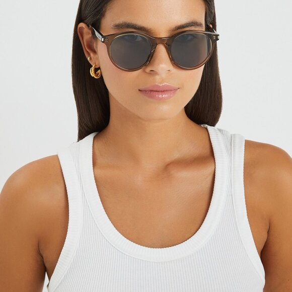 Saint Laurent SL342 003 Sunglasses Havana Round Frame, Green Lenses - Picture 3 of 11